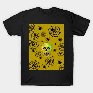 SKULL Head  Horror Happy Halloween Horror Gold T-Shirt